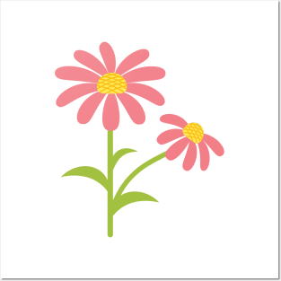 Cute Cartoon Red Daisy Posters and Art